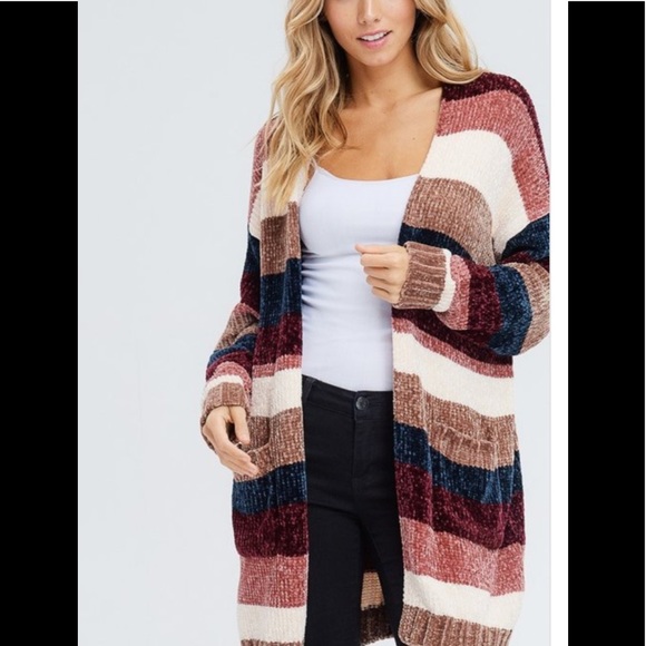 ✨NWT✨ Chenille Striped Cardigan - Picture 3 of 7